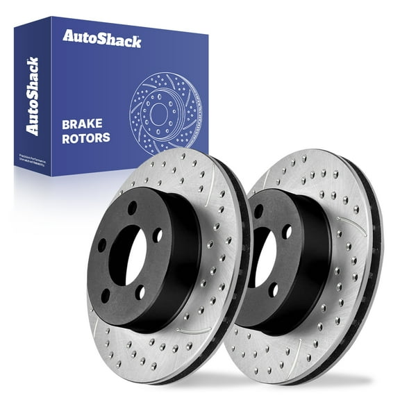 AutoShack 12.01" (305 mm) Front Vented Drilled & Slotted Brake Rotors E-Coated | Replacement for 2003-2011 Ford Ranger 2003-2010 Mazda B4000 2001-2005 Ford Explorer Sport Trac | 2-PC Set | ShadowGuard