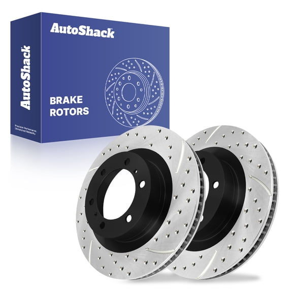 AutoShack Front Brake Rotors for Toyota & Lexus, 4Runner 2010-2024 GX460 2010-2023, AWD 4WD RWD L4 2.7L V6 4.0L V8 4.6L - E-Coated Drilled & Slotted - ShadowGuard - 13.3" (337.9 mm), 6-Lug