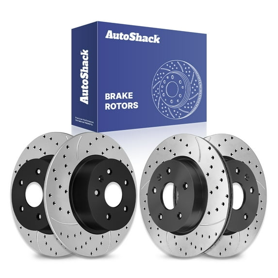 AutoShack Front & Rear Drilled & Slotted Brake Rotors | Replacement for 2011 2014 2015 2017 Buick Regal 2012-2016 LaCrosse 2016 Chevrolet Malibu Limited FWD | E-Coated | 4-PC Set | ShadowGuard