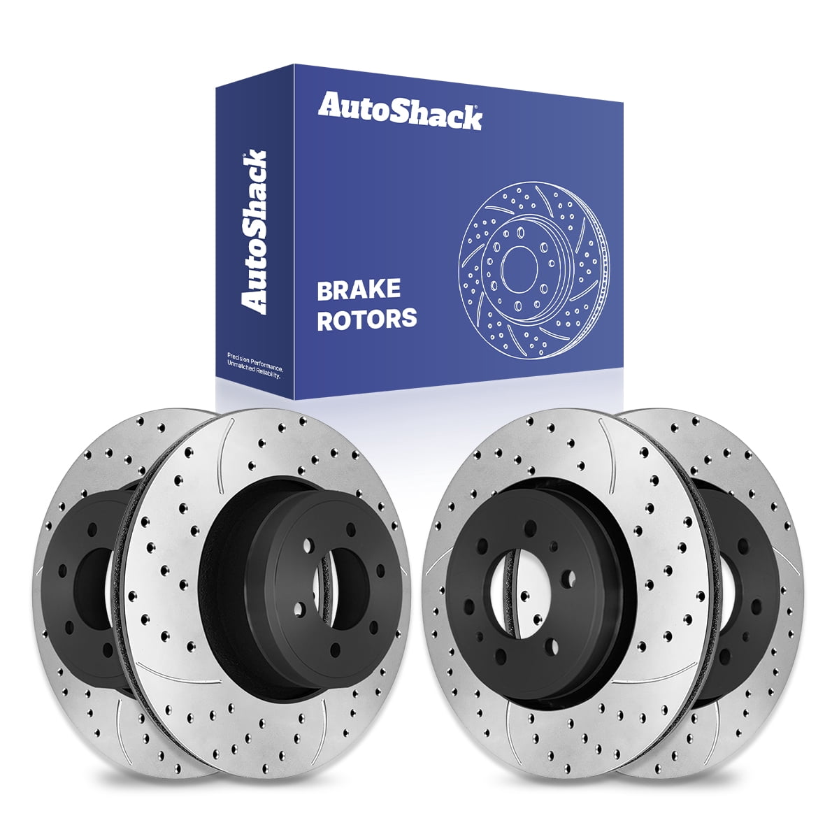 AutoShack Front & Rear Brake Rotors for Ford, F-150 2012-2020, 4WD RWD AWD V6 2.7L 3.0L 3.3L 3.5L 3.7L V8 5.0L 6.2L - E-Coated Drilled & Slotted - ShadowGuard