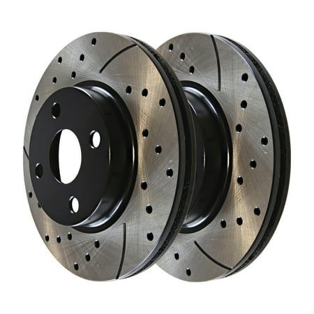 AutoShack Front Brake Rotors for Nissan, Versa 2012-2019 Versa Note 2014-2019 Micra 2015-2019, FWD L4 1.6L - E-Coated Drilled & Slotted - ShadowGuard - 10.24" (260 mm), 4-Lug
