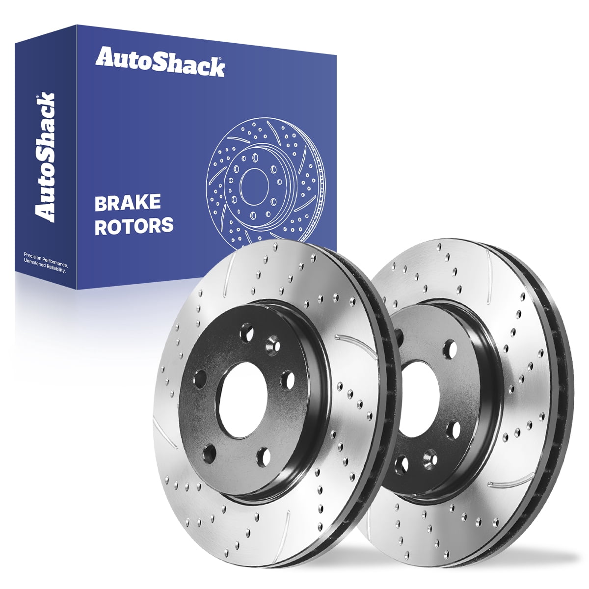 AutoShack Front Brake Rotors for Chevrolet & Buick, Malibu 2013-2015 LaCrosse 2012-2016, AWD FWD L4 2.0L 2.4L 2.5L V6 3.6L - E-Coated Drilled & Slotted - ShadowGuard - 11.65" (296 mm), 5-Lug