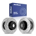 thumbnail image 1 of AutoShack Front Vented & Rear Solid Drilled & Slotted E-Coated Brake Rotors 4-PC Set Replacement for 2013-2016 Ford Escape 2013-2017 Ford C-Max ShadowGuard, 1 of 5