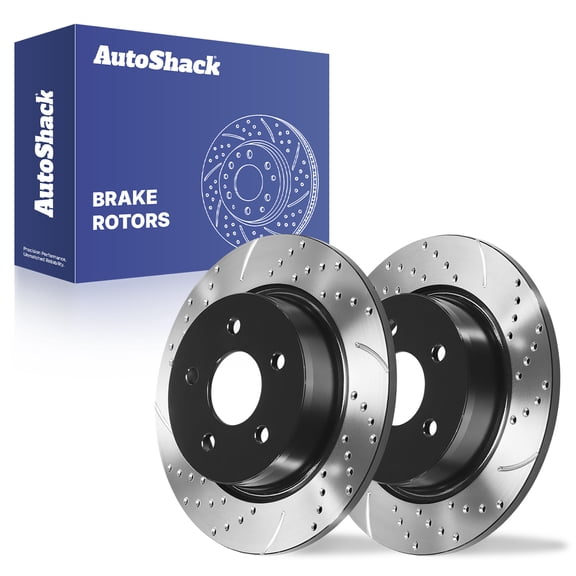 AutoShack Rear Brake Rotors for Ford, Escape 2013-2016 Transit Connect 2014-2018 C-Max 2013-2018, FWD AWD L4 1.6L 2.0L 2.5L - E-Coated Drilled & Slotted - ShadowGuard - 11.02" (279.8 mm), 5-Lug