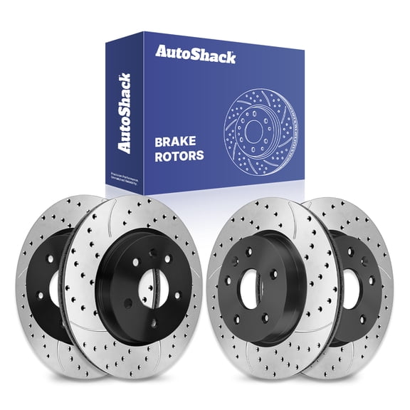 AutoShack Front & Rear Drilled & Slotted Brake Rotors | Replacement for Buick LaCrosse Regal Allure Chevrolet Malibu Limited 2013-2015 Malibu 2014-2020 Impala | E-Coated | 4-PC Set | ShadowGuard