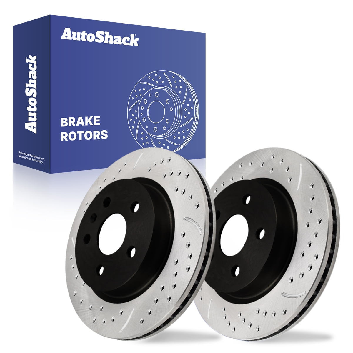 AutoShack Rear Brake Rotors for Chevrolet, Malibu 2013-2015 Impala 2014-2020, FWD L4 2.0L 2.4L 2.5L V6 3.6L - E-Coated Drilled & Slotted - ShadowGuard - 12.4" (315 mm), 5-Lug