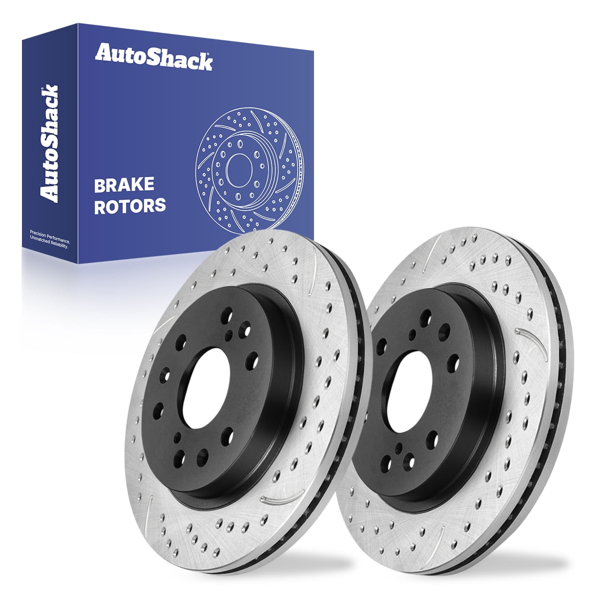 AutoShack Front Brake Rotors for Chevrolet, Silverado 1500 2005-2018, 4WD RWD V6 4.3L V8 4.8L 5.3L 6.0L 6.2L - E-Coated Drilled & Slotted - ShadowGuard - 12.99" (329.9 mm), 6-Lug