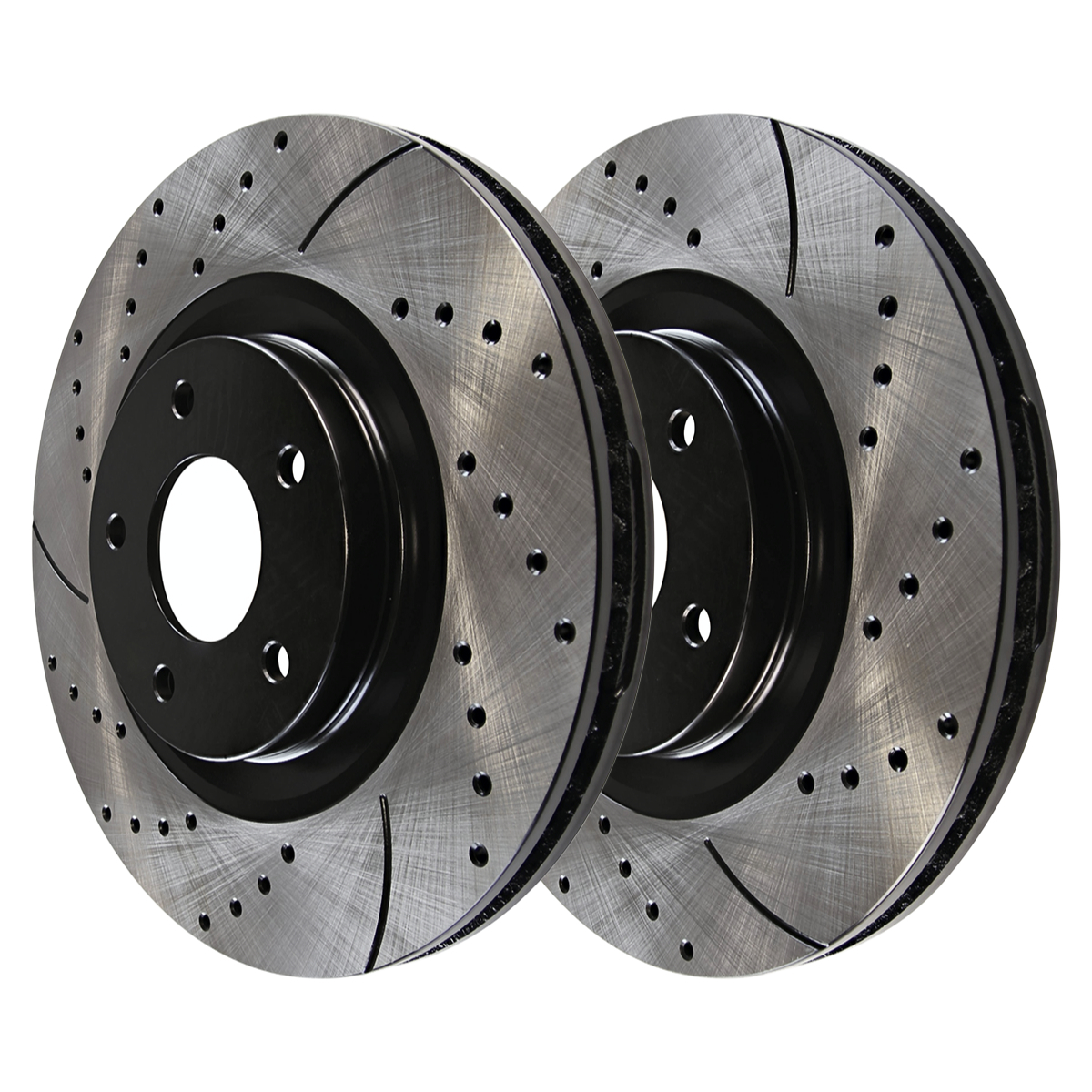 AutoShack Black Hat Drilled and Slotted Brake Rotors Front Brake Rotor ...
