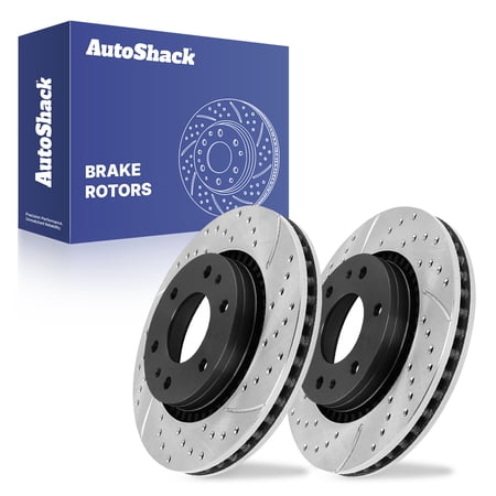 AutoShack Front Brake Rotors for Chevrolet & GMC, Trailblazer 2006-2008 Envoy 2005-2009, 4WD RWD V8 5.3L - E-Coated Drilled & Slotted - ShadowGuard - 12.79" (324.9 mm), 6-Lug