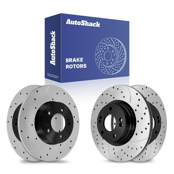 AutoShack Front & Rear Drilled & Slotted Brake Rotors | Replacement for Kia Forte5 2017-2019 Soul 2021 Forte 2021-2025 Seltos 2018-2020 Hyundai Elantra GT FWD | E-Coated | 4-PC Set | ShadowGuard