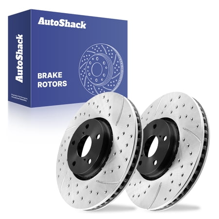 AutoShack Front Brake Rotors for Lexus, IS350 2006-2021 IS300 2018-2020 GS350 2007-2011, RWD AWD L4 2.0L V6 3.5L - E-Coated Drilled & Slotted - ShadowGuard - 13.15" (334 mm), 5-Lug