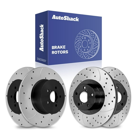 AutoShack Front & Rear Drilled & Slotted Brake Rotors | Replacement for 2005-2009 Subaru Outback 2006-2009 Legacy 2.5L 3.0L AWD | E-Coated | 4-PC Set | ShadowGuard
