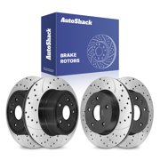 AutoShack Front & Rear Brake Rotors for Chevrolet & GMC, Equinox 2010-2017 Terrain 2010-2017, AWD FWD L4 2.4L V6 3.0L 3.6L - E-Coated Drilled & Slotted - ShadowGuard