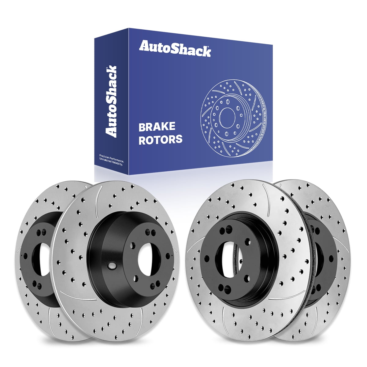 AutoShack Front & Rear Brake Rotors for Kia & Hyundai, Sorento 2011-2013 Santa Fe 2010-2012, AWD FWD L4 2.4L V6 3.5L - E-Coated Drilled & Slotted - ShadowGuard