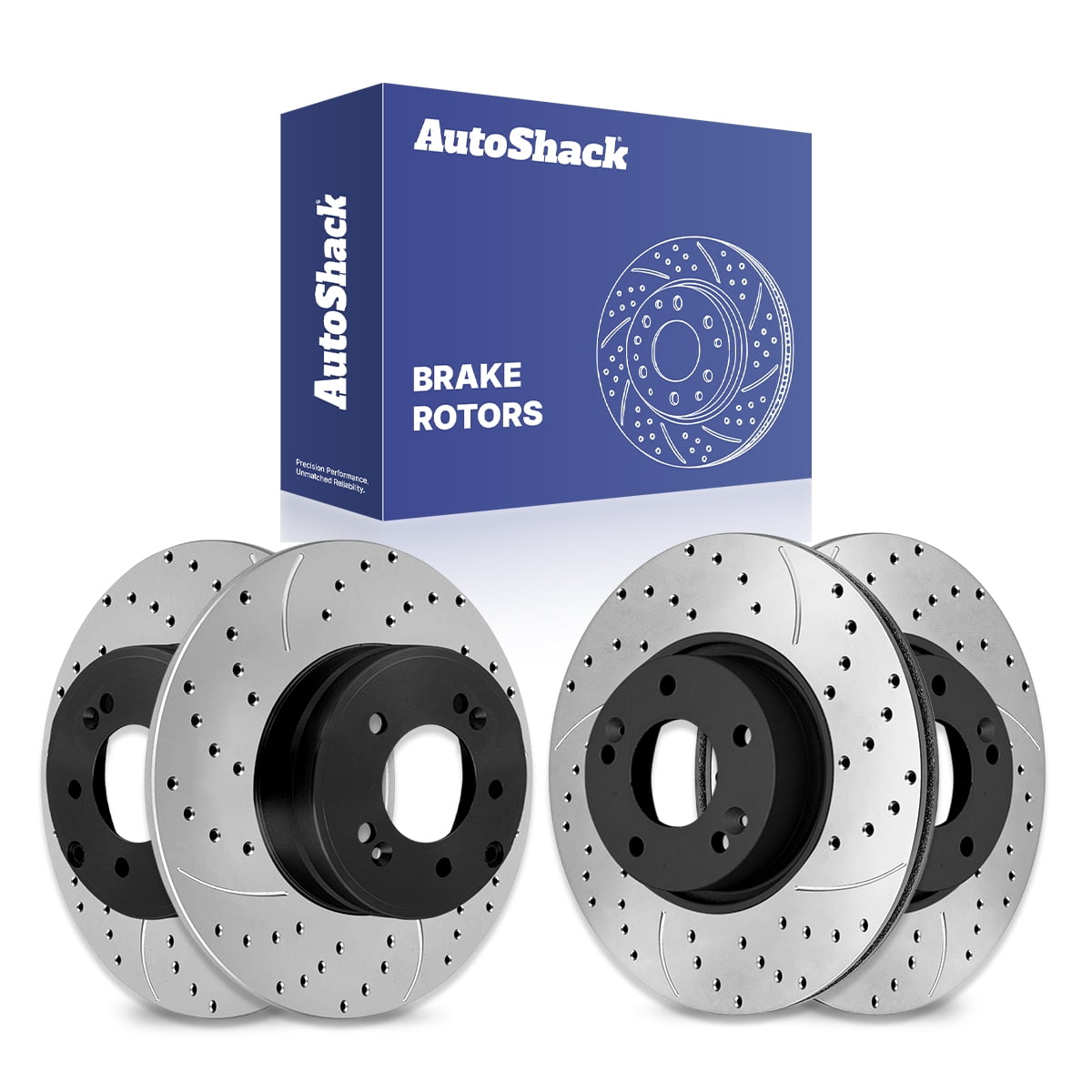 AutoShack Front & Rear Brake Rotors for Hyundai & Kia, Sonata 2011-2019 Optima 2011-2020 Tucson 2016-2018, FWD AWD L4 1.6L 2.0L 2.4L - E-Coated Drilled & Slotted - ShadowGuard