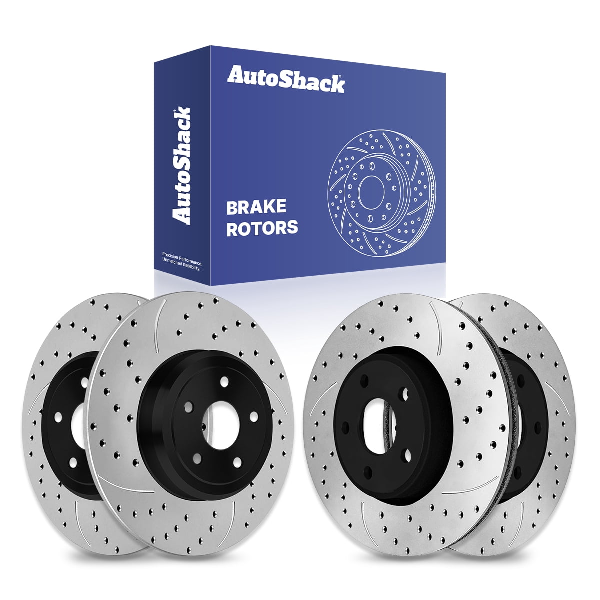 AutoShack Drilled Slotted Brake Rotors Black Set for Jeep Grand ...