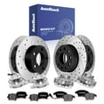 thumbnail image 1 of AutoShack Front Vented & Rear Solid Drilled & Slotted E-Coated Brake Rotors + Premium Ceramic Pads + Calipers 16-PC Brake Kit Replacement for 2007-2009 Volkswagen Jetta ShadowGuard, 1 of 4