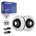 thumbnail image 1 of AutoShack Front Vented Drilled & Slotted E-Coated Brake Rotors + Premium Ceramic Pads + Calipers 8-PC Brake Kit Replacement for 2012-2020 Volkswagen Passat ShadowGuard 12.28" (311.8 mm), 1 of 4