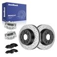 thumbnail image 1 of AutoShack Front Vented Drilled & Slotted E-Coated Brake Rotors + Premium Ceramic Pads + Calipers 8-PC Brake Kit Replacement for 2008-2018 Chevrolet Silverado 1500 ShadowGuard 12.99" (329.9 mm), 1 of 5