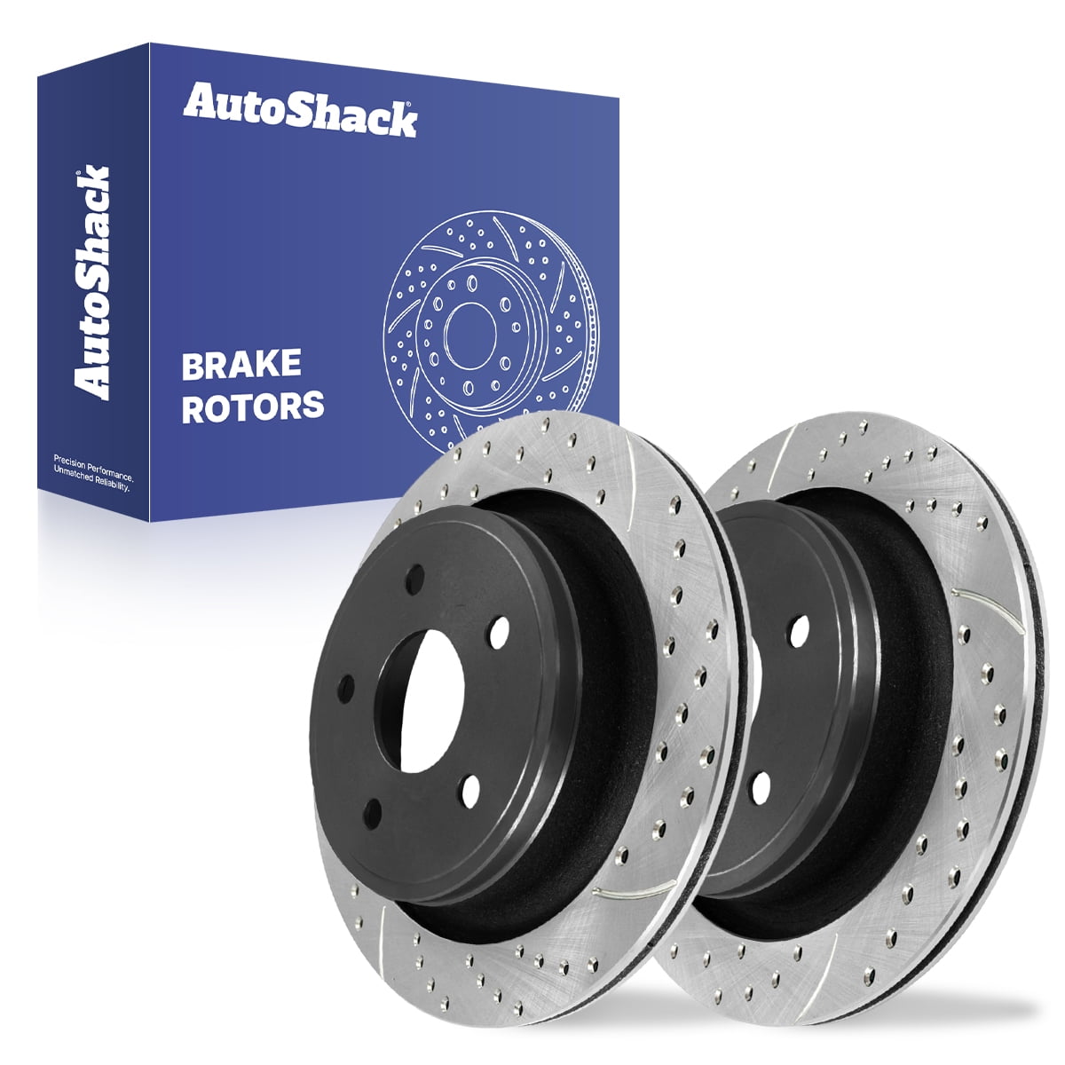AutoShack Rear Brake Rotors for Ram & Dodge, 1500 2011-2018 Ram 1500 2002-2010, 4WD RWD V6 3.0L 3.6L 3.7L V8 4.7L 5.7L 5.9L - E-Coated Drilled & Slotted - ShadowGuard - 13.87" (352.2 mm), 5-Lug