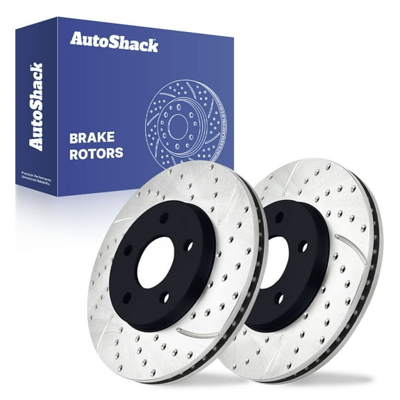 AutoShack Front Brake Rotors for Chevrolet, HHR 2006-2011, FWD L4 2.2L 2.4L - E-Coated Drilled & Slotted - ShadowGuard - 10.85" (275.7 mm), 5-Lug