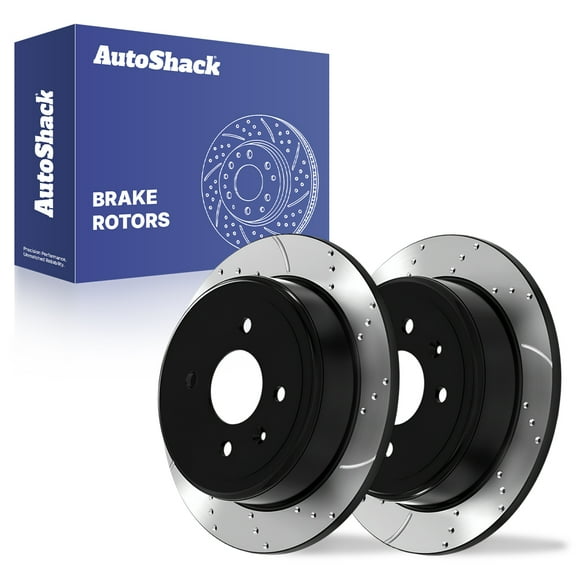 AutoShack 10.16" (258 mm) Rear Solid Drilled & Slotted Brake Rotors E-Coated | Replacement for 2014-2016 Chevrolet Spark EV | 2-PC Set | ShadowGuard