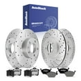 thumbnail image 1 of AutoShack Front & Rear Brake Rotors & Ceramic Pads for Volkswagen, Golf 2000-2001, FWD L4 1.9L 2.0L - Silver Zinc Coated Drilled & Slotted - SilverShield Pro, 1 of 4