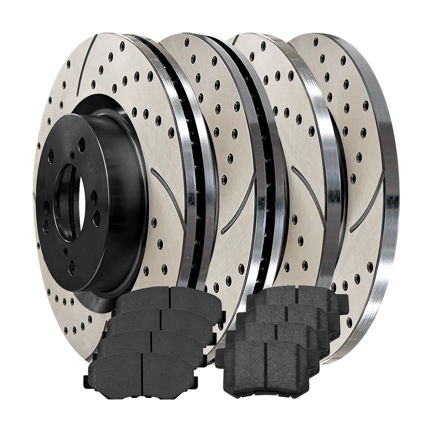 Front Rear Coated Drilled Slotted Disc Brake Rotors And Ceramic Pads Kit For Honda Accord KDT-100280 | Best Buy Canada