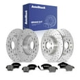 thumbnail image 1 of AutoShack Front Vented & Rear Solid Drilled & Slotted Coated Brake Rotors Silver Matte Finish + Premium Ceramic Pads 12-PC Brake Kit Replacement for 2012-2015 Volkswagen Passat TurboGuard, 1 of 4
