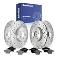 thumbnail image 1 of AutoShack Front & Rear Brake Rotors & Ceramic Pads for Ford, C-Max 2013-2018, FWD L4 2.0L - Silver Zinc Coated Drilled & Slotted - SilverShield Pro, 1 of 5