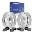 thumbnail image 1 of AutoShack Front & Rear Brake Rotors & Ceramic Pads for Kia, Soul 2014-2016, FWD L4 1.6L 2.0L - Silver Zinc Coated Drilled & Slotted - SilverShield Pro, 1 of 5