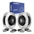 thumbnail image 1 of AutoShack Front Vented & Rear Solid Drilled & Slotted E-Coated Brake Rotors + Ceramic Pads 12-PC Brake Kit Replacement for 2014-2017 Mitsubishi Lancer ShadowGuard, 1 of 5