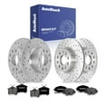 thumbnail image 1 of AutoShack Front Vented & Rear Solid Drilled & Slotted Coated Brake Rotors Silver Matte Finish + Premium Ceramic Pads 12-PC Brake Kit Replacement for 2015 Volkswagen Golf SportWagen TurboGuard, 1 of 4