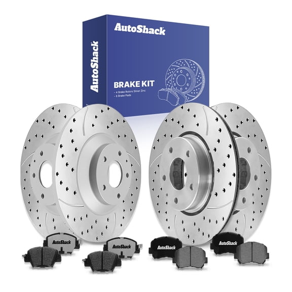 AutoShack Front Vented & Rear Solid Silver Zinc Coated Rotors & Pads, Compatible with Mazda CX-5 2016-2023, 2025 AWD FWD 2.0L 2.5L