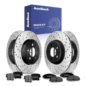 AutoShack Front & Rear Brake Rotors & Ceramic Pads for Dodge & Chrysler, Charger 2010, 2012-2013 300 2005, 2010, AWD RWD V6 3.5L 3.6L V8 5.7L - E-Coated Drilled & Slotted - ShadowGuard