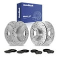 thumbnail image 1 of AutoShack Front & Rear Brake Rotors & Premium Pads for Subaru, Outback 2010-2012 Forester 2009-2010 Legacy 2010-2012, AWD H4 2.5L - Coated Drilled & Slotted - Silver Matte Finish - TurboGuard, 1 of 5