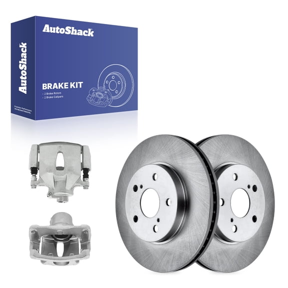 AutoShack Front Brake Rotors & Calipers for Toyota, Sienna 2004-2010 Camry 2005-2006 Avalon 2005-2007 Solara 2004-2008, FWD AWD L4 2.4L V6 3.0L 3.3L 3.5L - 11.65" (296 mm), 5-Lug