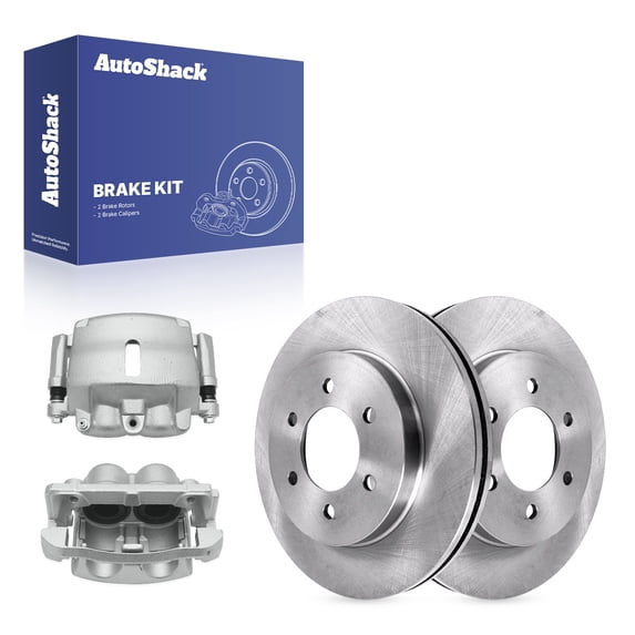 AutoShack Front Vented Brake Rotors + Calipers 4-PC Brake Kit Replacement for 2005-2008 Ford F-150 2006-2008 Lincoln Mark LT 12.99" (330 mm)