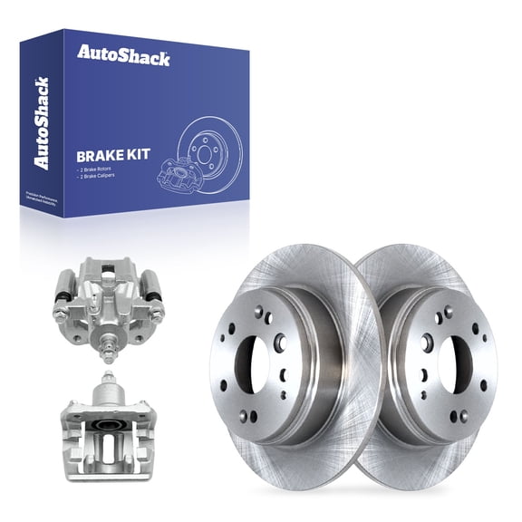 AutoShack Rear Brake Rotors & Calipers for Honda & Acura, Element 2003-2011 TL 2004-2008, FWD 4WD L4 2.4L V6 3.2L 3.5L - 11.1" (282 mm), 5-Lug