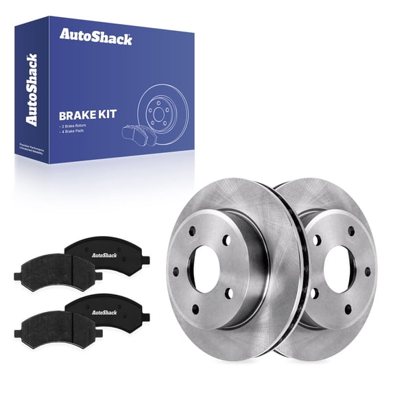 AutoShack Front Brake Rotors & Premium Pads for Dodge, Ram & Mitsubishi, Dakota 2005-2010 Dakota 2011 Raider 2006-2009, 4WD RWD AWD V6 3.7L V8 4.7L - 12.28" (311.9 mm), 5-Lug