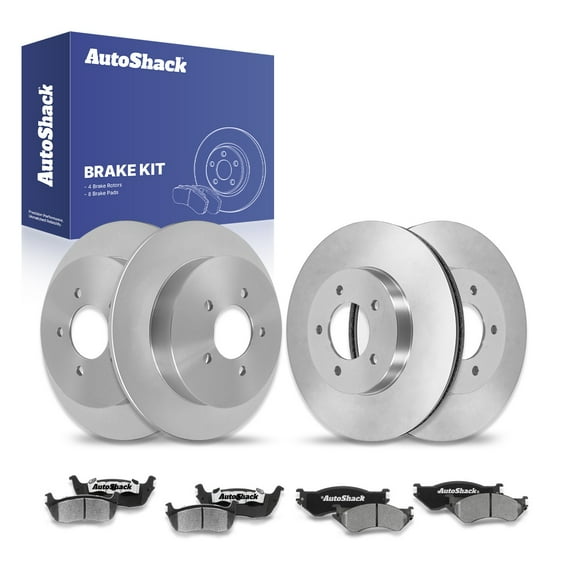AutoShack Front Vented & Rear Solid Brake Rotors + Ceramic Pads 12-PC Brake Kit Replacement for 1999-2003 Ford F-150 2004 Ford F-150 Heritage
