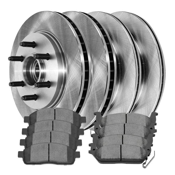 AutoShack Front & Rear Brake Rotors Ceramic Brake Pads | Replacement For 2004-2008 Ford F-150 2006-2008 Lincoln Mark LT 4.2L 4.6L 5.4L V6 V8 RWD | 12-PC Brake Kit