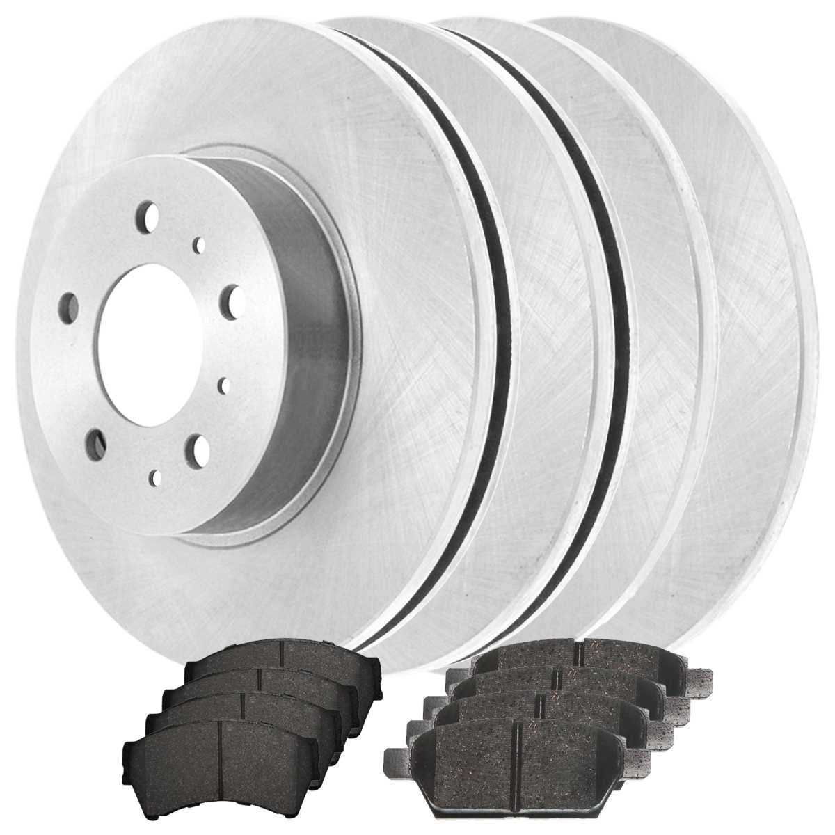 DAMAIAUTOMALL Front & Rear Slotted Rotors And Ceramic Pads Kit For Ford Fusion MKZ Mazda 6