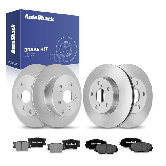 AutoShack Front Vented & Rear Solid Brake Rotors + Ceramic Pads 12-PC Brake Kit Replacement for 2006-2008 Toyota RAV4 2010-2012 Lexus HS250h