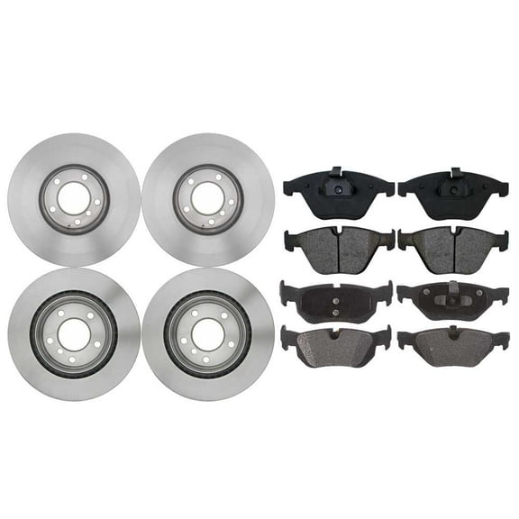 AutoShack Front & Rear Brake Rotors Ceramic Brake Pads | Replacement For 2008-2009 BMW 323i 2008-2010 328i 2.5L 3.0L RWD | 12-PC Brake Kit
