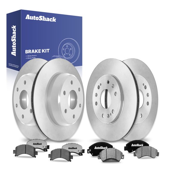 AutoShack Front & Rear Brake Rotors Ceramic Brake Pads | Replacement For 2009-2014 Chevrolet Express 1500 2009-2014 GMC Savana 1500 4.3L 5.3L V6 V8 AWD RWD | 12-PC Brake Kit