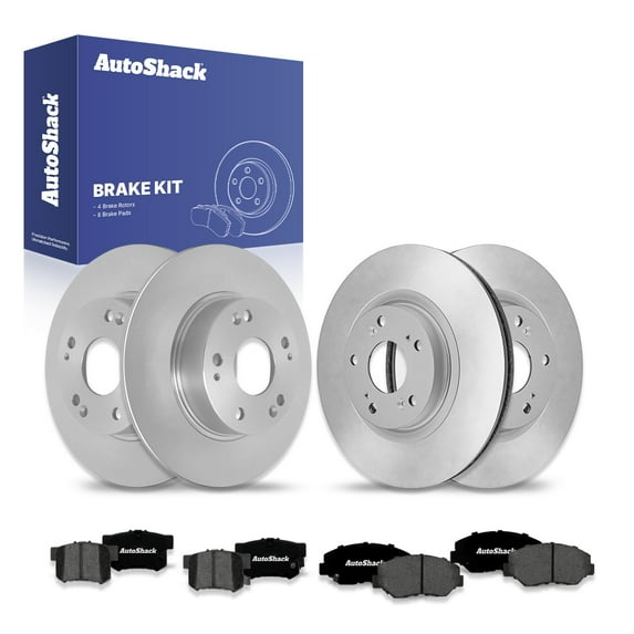 AutoShack Front Vented & Rear Solid Brake Rotors + Premium Ceramic Pads 12-PC Brake Kit Replacement for 2013-2015 Honda Civic 2014-2015 Acura ILX
