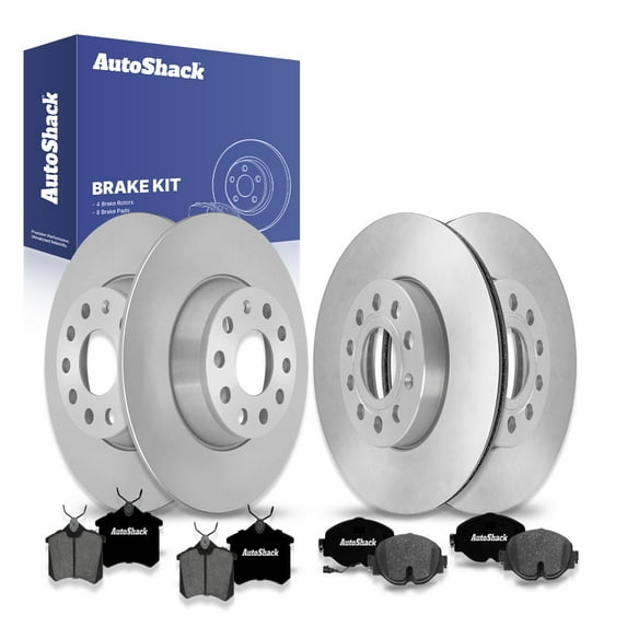 AutoShack Front Vented & Rear Solid Brake Rotors + Premium Ceramic Pads 12-PC Brake Kit Replacement for 2015 Volkswagen Golf 2019 Volkswagen Golf SportWagen
