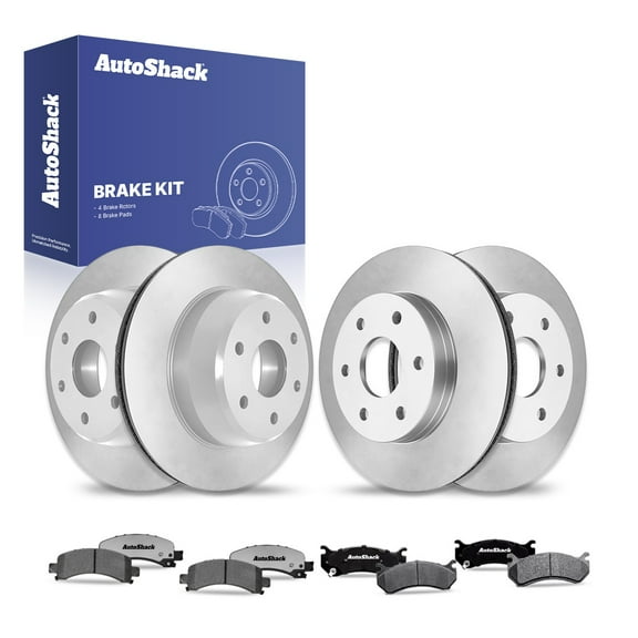 AutoShack Front & Rear Brake Rotors Ceramic Brake Pads | Replacement For GMC Savana 1500 Yukon XL 1500 Cadillac Escalade Chevrolet Suburban 1500 Tahoe 2003-2008 Express 1500 V6 | 12-PC Brake Kit