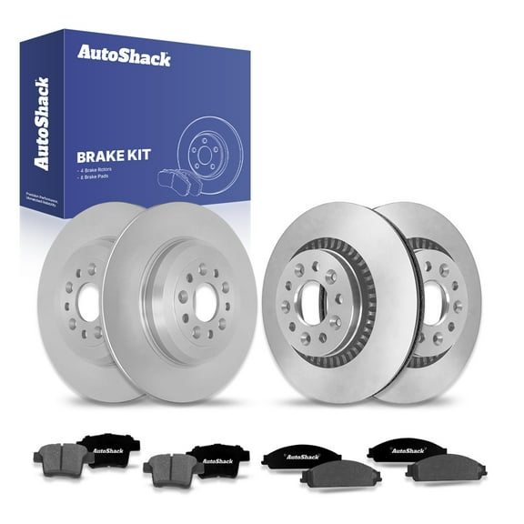 AutoShack Front & Rear Brake Rotors Ceramic Brake Pads | Replacement For 2005-2007 Ford Five Hundred Freestyle 2008-2009 Taurus X 2005-2007 Mercury Montego 2008-2009 Sable FWD | 12-PC Brake Kit